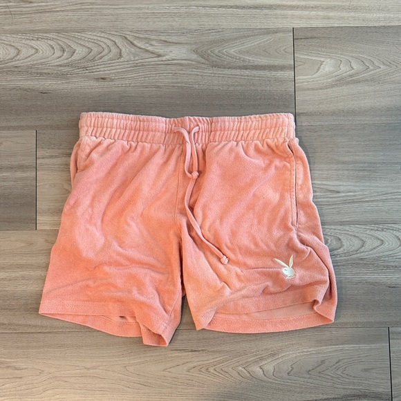 PLAYBOY Peach Terry Cloth Shorts - Picture 1 of 3